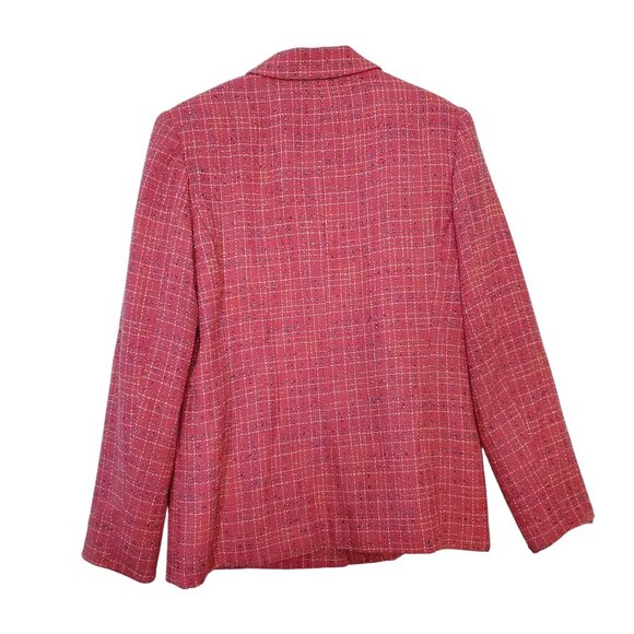 Sag Harbor Womens Pink Tweed Button-Front Blazer Size 8 - Picture 2 of 5
